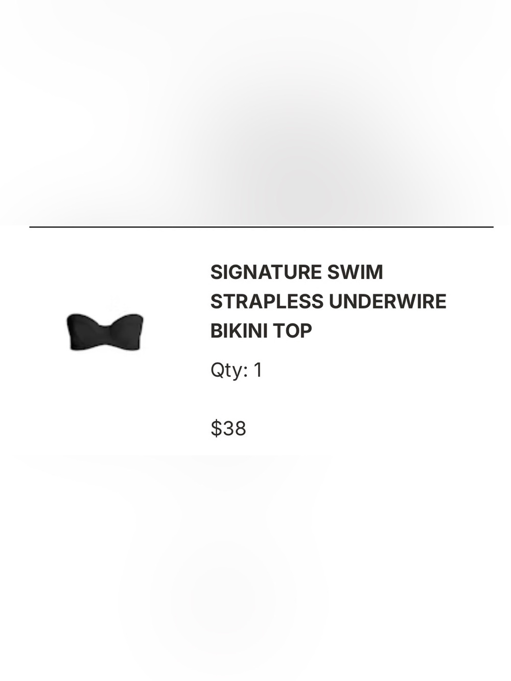 SKIMS Signature Swim Black Strapless Underwire Bikini Top